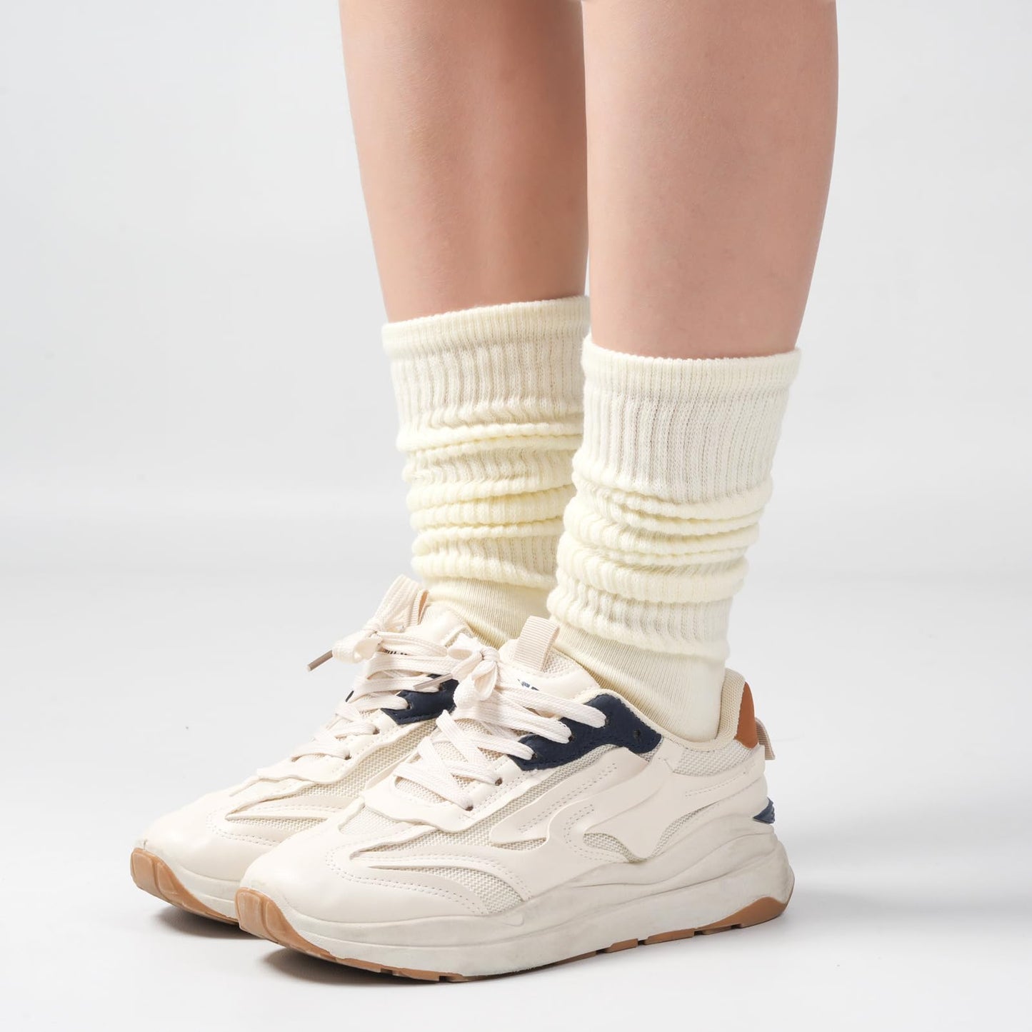 Grip Pilates Socks for Women, Yoga Slouch Socks with Grip for Barre Workout Hospital Long Scrunch Slipper Socks