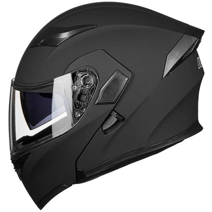 ILM Motorcycle Dual Visor Flip up Modular Full Face Helmet DOT LED Light Model 902L (M, Matte Black - LED)