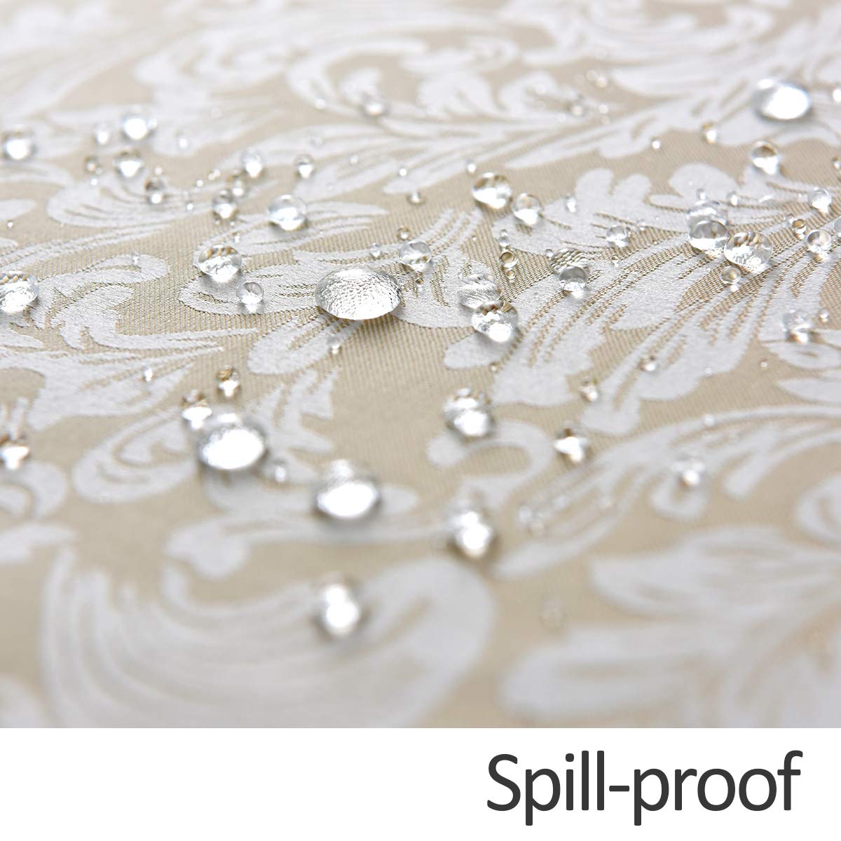 maxmill Jacquard Table Cloth Damask Pattern Spillproof Wrinkle Resistant Heavy Weight Soft Tablecloth for Kitchen Dinning Tabletop Outdoor Picnic Rectangle 52 x 70 Inch Beige