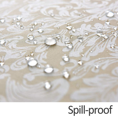 maxmill Jacquard Table Cloth Damask Pattern Spillproof Wrinkle Resistant Heavy Weight Soft Tablecloth for Kitchen Dinning Tabletop Outdoor Picnic Rectangle 52 x 70 Inch Beige