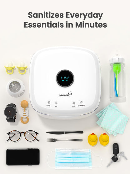 GROWNSY UV Sanitizer and Dryer, 4in1 Cleaner and Sanitizing Machine UV Sanitizer Box Household for Baby Bottles Toys Clothes Baby Stuff, for Family Toothbrush Beauty Tools Phone