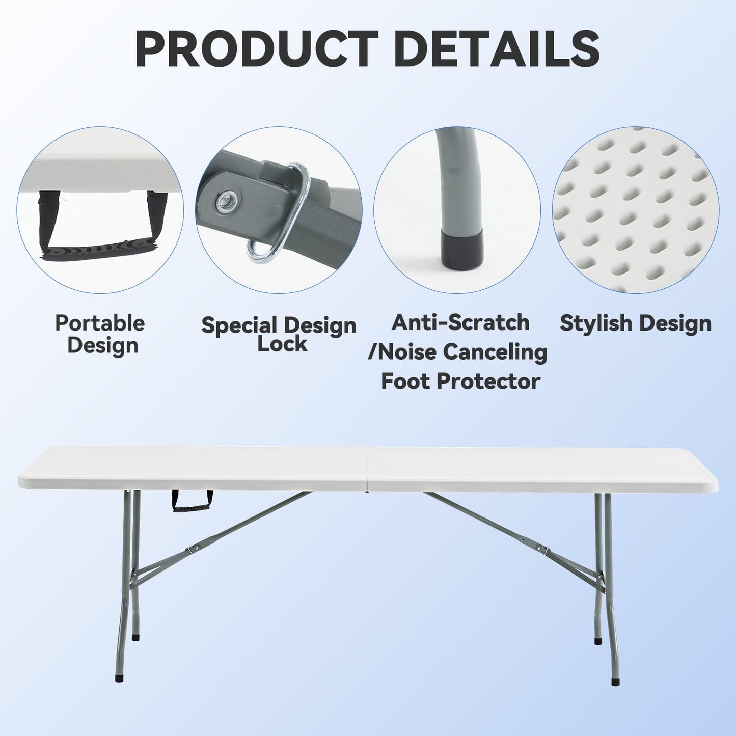 Nazhura 4 Foot Foldable/Folding Table Heavy Duty, Durable and Portable for Dining Picnic and Party