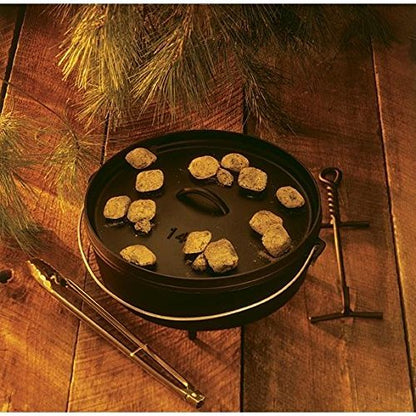 Lodge 10 Quart Pre-Seasoned Cast Iron Camp Dutch Oven with Lid - Dual Handles - Use in the Oven, on the Stove, on the Grill or over the Campfire - Black