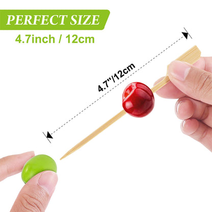 300PCS Cocktail Picks Bamboo Skewers for Appetizers, FATLODA Paddle Wooden Skewers, Fancy Flat Toothpicks for Appetizers, 4.7 IN Bamboo Sticks for Party Sandwich Fruit Charcuterie Boards Accessories