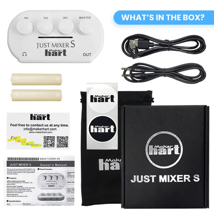 Maker hart JUST Mixer S Portable 3 Channels Stereo IN Mini Audio Mixer/2 Stereo Output/Battery/USB Power/3C Device