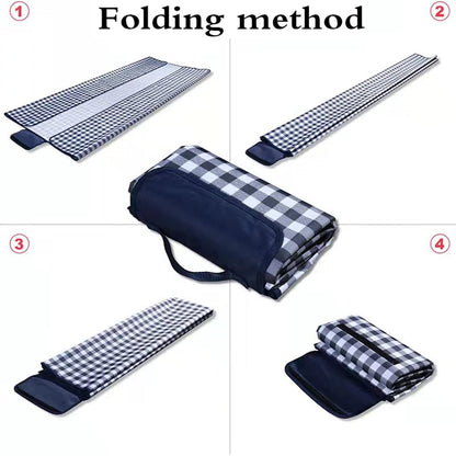 PUPOPIK Outdoor Picnic Blanket, XL Foldable Waterproof Sand Beach Mat, Extra Large 80x80in for Beach Camping Hiking Travel Family Concerts Portable Beach Blankets（Darke Blue）