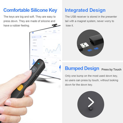 Norwii N29 Presentation Clicker Slide Pointer Clicker for Powerpoint Presentations, Wireless Presenter with Hyperlink & Volume Control, Presentation Remote(Black)