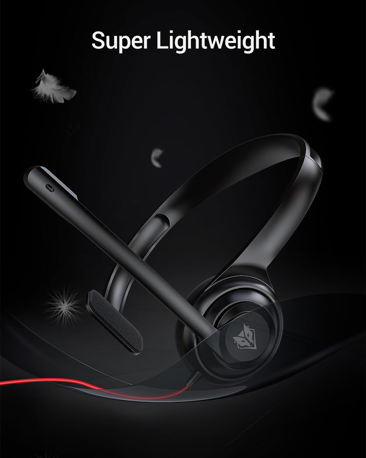 NUBWO HW02 USB Headset with Microphone Noise Cancelling &in-line Control, Ultra Comfort Computer Headset for Laptop pc, On-Ear Wired Office Call Center Headphone for Boom Skype Webinars（Black）