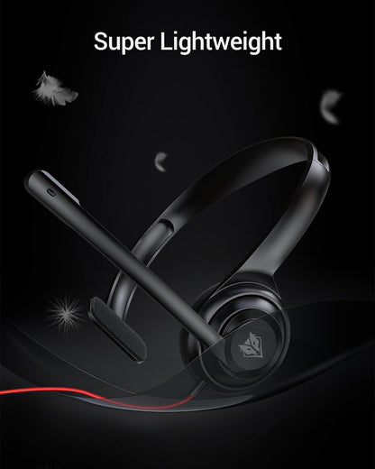 NUBWO HW02 USB Headset with Microphone Noise Cancelling &in-line Control, Ultra Comfort Computer Headset for Laptop pc, On-Ear Wired Office Call Center Headphone for Boom Skype Webinars（Black）