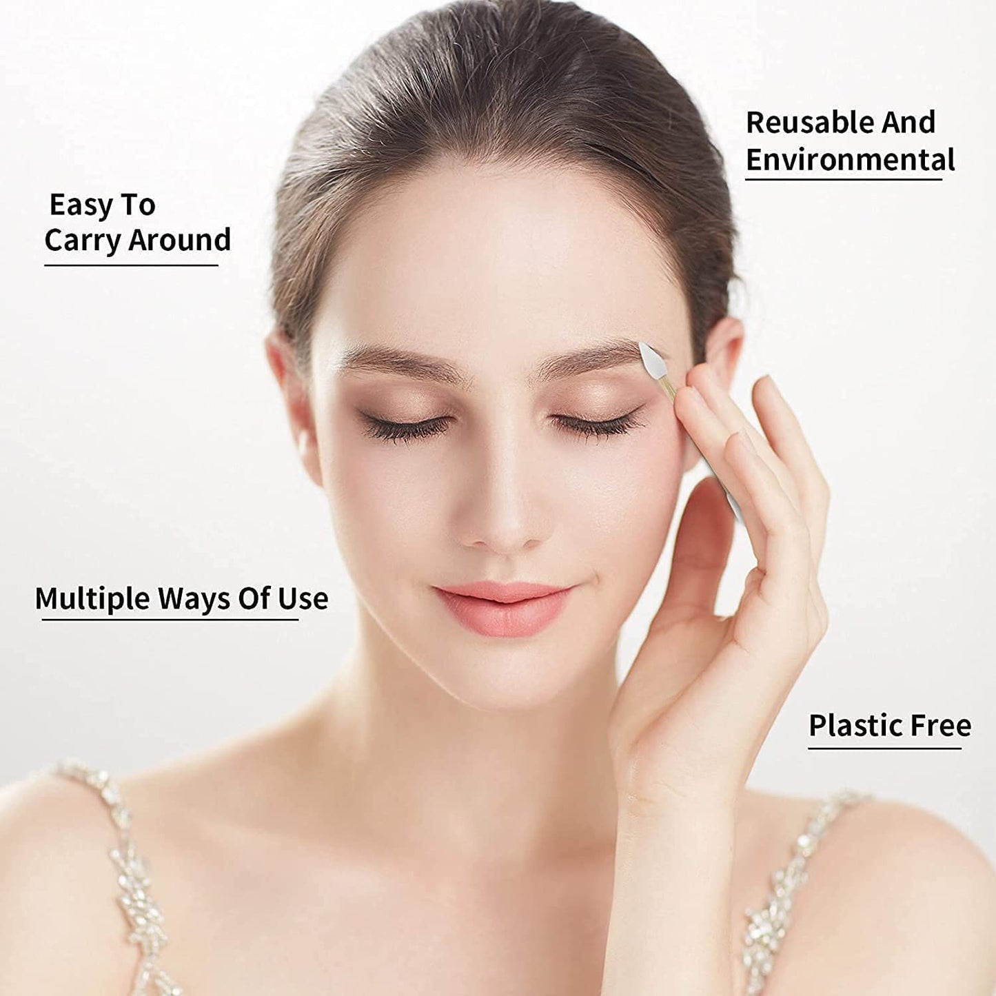 Pampoo 4PCS Plastic Free Reusable Qtips with Bamboo Carrying Case丨Reusable Cotton Swab Qtip Zero Waste Packaging丨Strengthen Thick Bamboo Stick丨Eco Friendly Bamboo Qtips Sustainable Set