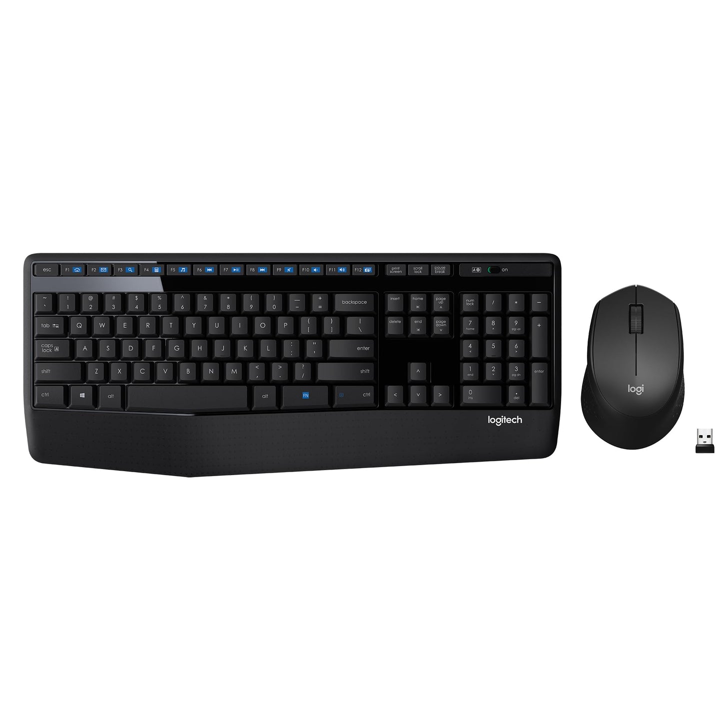 Logitech MK345 Wireless Keyboard and Mouse Combo with Palm Rest, 2.4 GHz USB Receiver, Compatible with PC, Laptop, Black