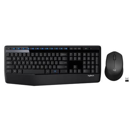 Logitech MK345 Wireless Keyboard and Mouse Combo with Palm Rest, 2.4 GHz USB Receiver, Compatible with PC, Laptop, Black