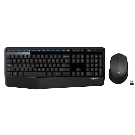 Logitech MK345 Wireless Keyboard and Mouse Combo with Palm Rest, 2.4 GHz USB Receiver, Compatible with PC, Laptop, Black