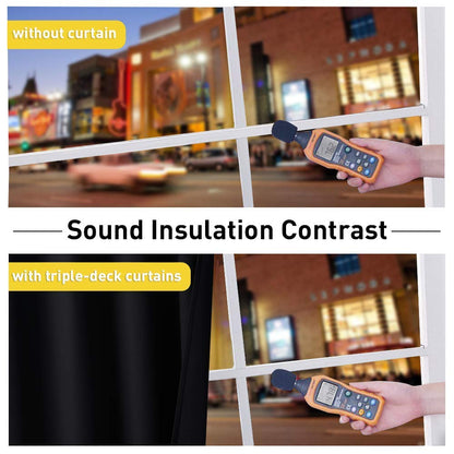 NICETOWN Sound Blocking and Heavy-Duty Space Divider Curtains for Living Room, Lined Insert Noise - Blackout - Thermal Insulation Curtains for Room Divider/Space Solutions (Black, 84 inches Long)