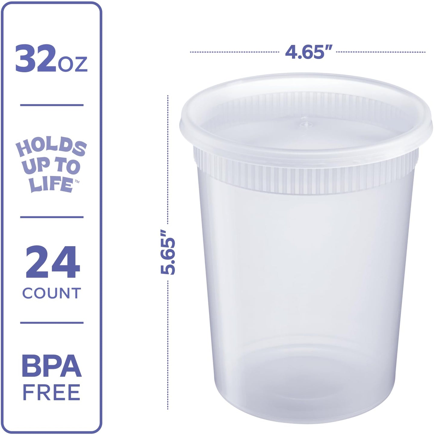 GUSTO [32 oz. - 24 Count Plastic Deli Containers with Lids - Disposable Food Storage Containers With Airtight Lids, Ideal for Soups, Stews, and Meal Prep