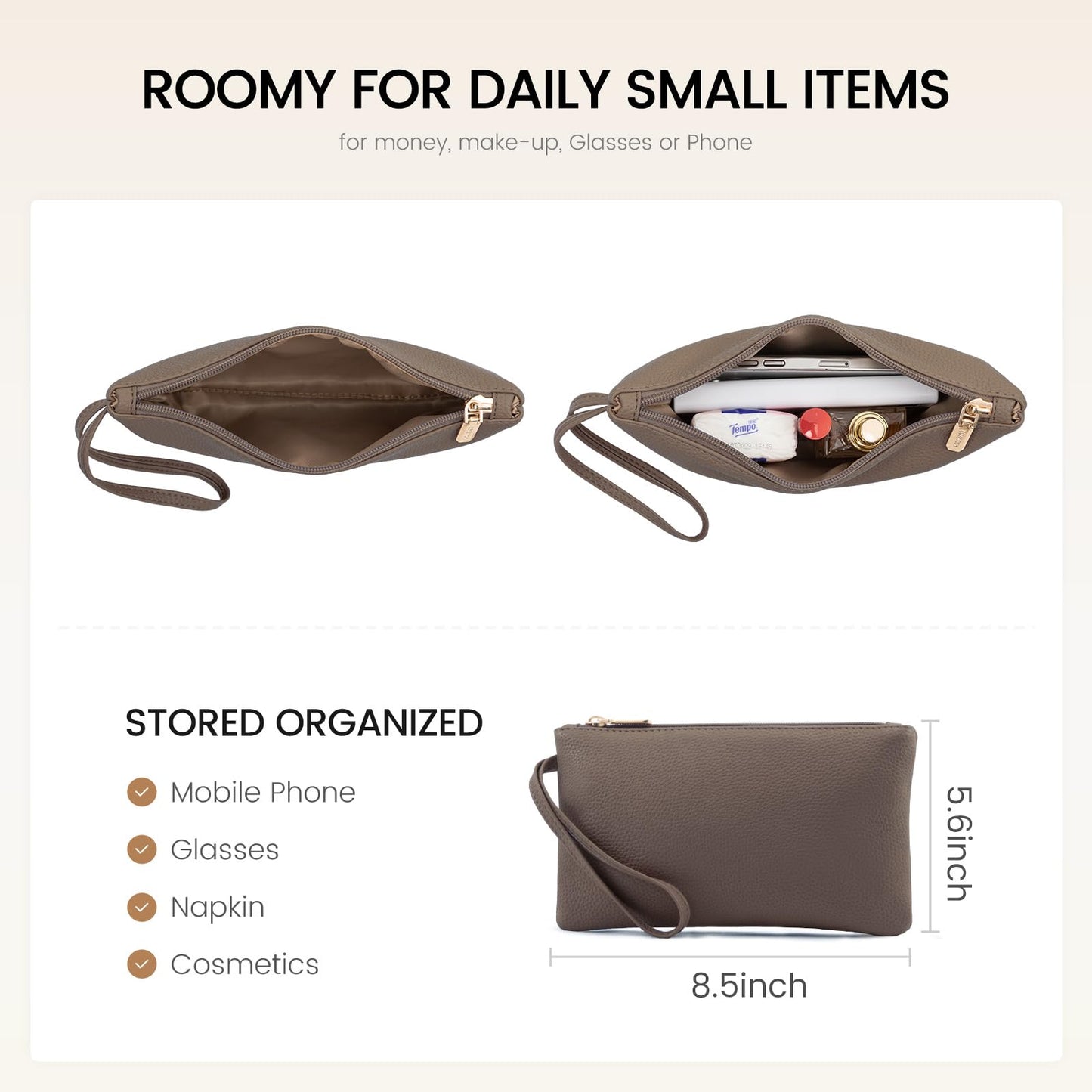 LOVEVOOK Laptop Tote for Women - 15.6 Inch Faux Leather Laptop Bag with Clutch, Large Capacity Office Purse Computer Briefcase for Casual Business Travel,Dark Khaki