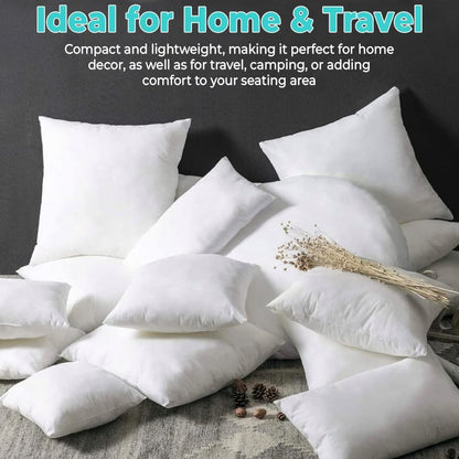 QUBA LINEN Throw Pillow Inserts (Set of 2, White), 18x18 Inches - Premium Cushion Fillers for Sofa, Bed, and Home Décor (18x18 Inch (Pack of 5))