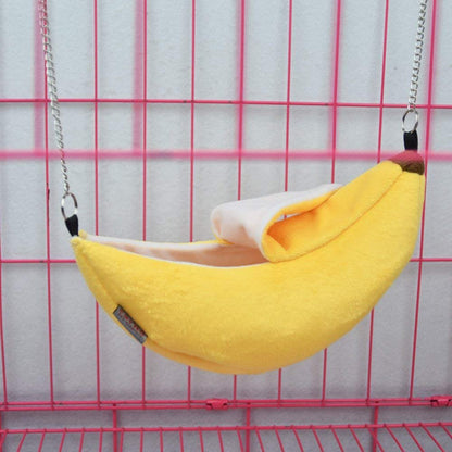 ISMARTEN Banana Bed House, Hammock for Small Animal, Warm Bed House, Cage Nest for Sugar Glider Hamster Small Bird Pet (Banana)