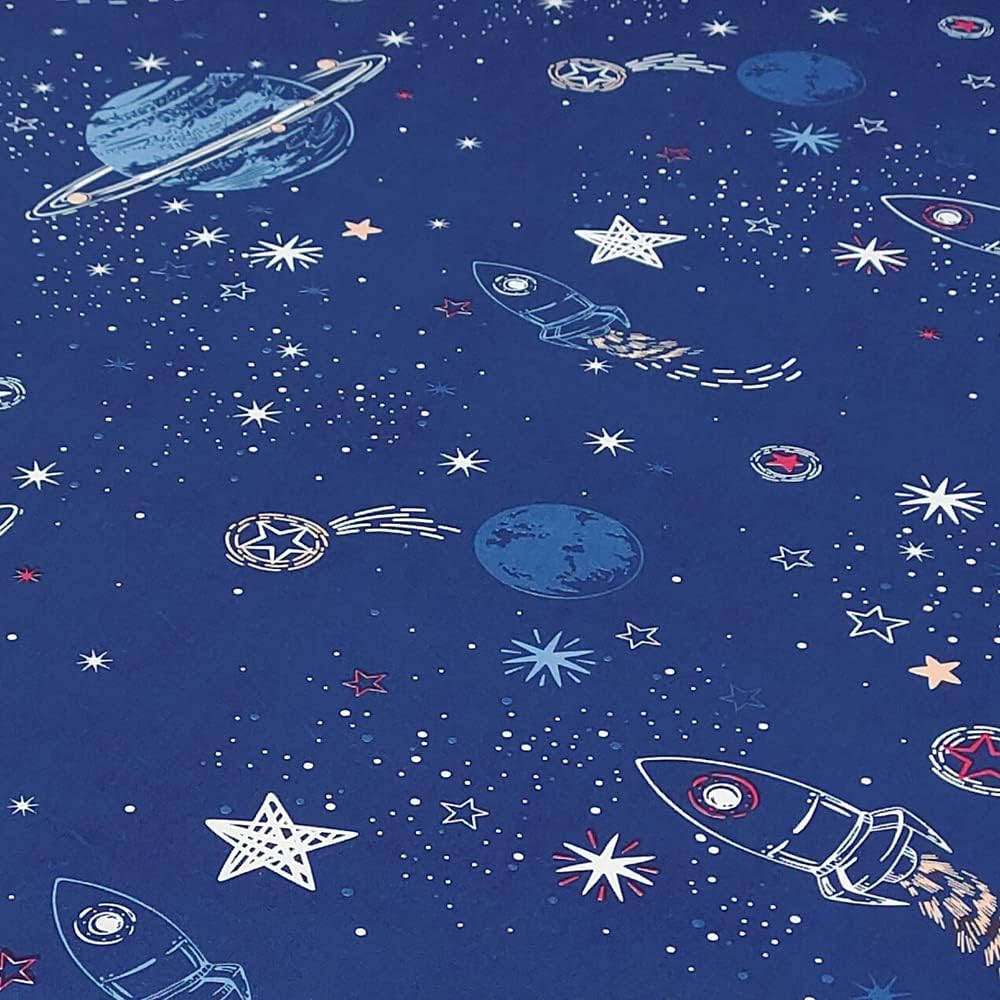 MAG 3 Pcs Bedding Sheet Set Space Galaxy Sheets Planets Stars Rockets Twin Sheet Set for Kids Teens and Space-Lovers,Super Soft Microfiber with1 Fitted Sheet and 2 Pillowcases,Twin Size