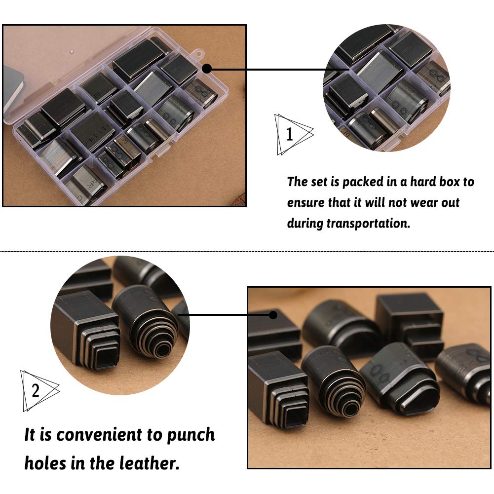 52 Shape Style Leather Hole Punch Tool for Belts, Multiple Shapes Hollow Punch Cutter Tool, Leather Punch Tool Set Hole Punch Cutter for Handmade DIY Crafts