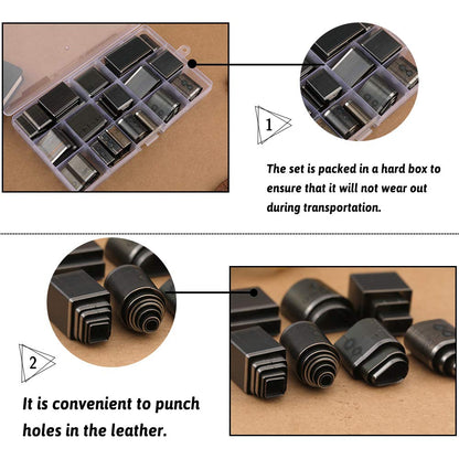 52 Shape Style Leather Hole Punch Tool for Belts, Multiple Shapes Hollow Punch Cutter Tool, Leather Punch Tool Set Hole Punch Cutter for Handmade DIY Crafts