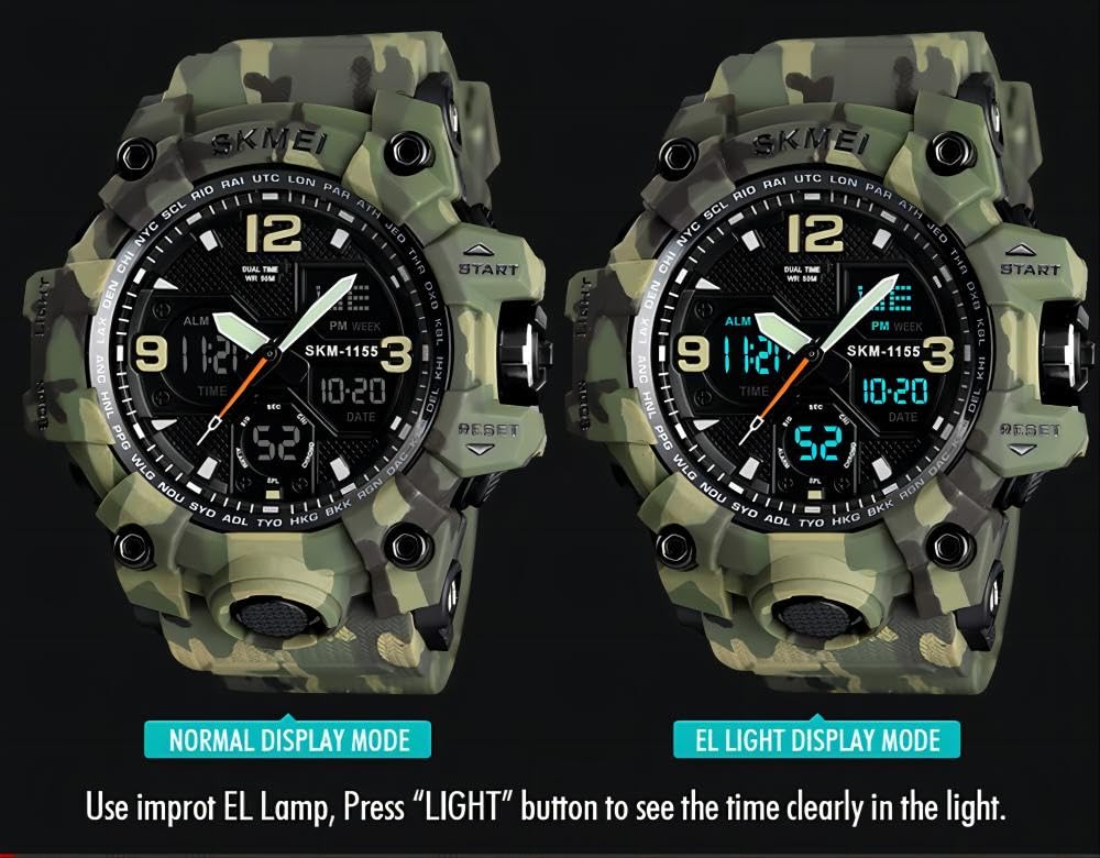 MJSCPHBJK Men's Watches Sports Outdoor Waterproof Military Tactical Watch Date Multi Function LED Alarm Stopwatch Watches for Men