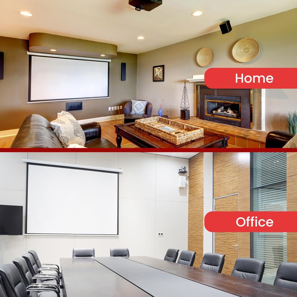 Pyle Manual Pull-Down Projector Screen - Universal 72-inch Roll-Down Retractable Manual Projection Screen w/ Auto-Locking, Adjustable Screen Height, Black Masking Border - 42.5" x 56.6" PRJSM7206