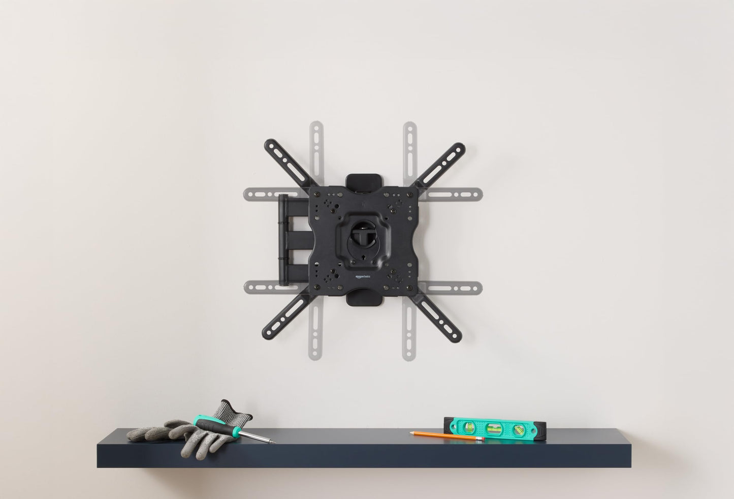 Amazon Basics Full Motion Articulating TV Monitor Wall Mount for 26" to 55" TVs and Flat Panels up to 80 Lbs, Black