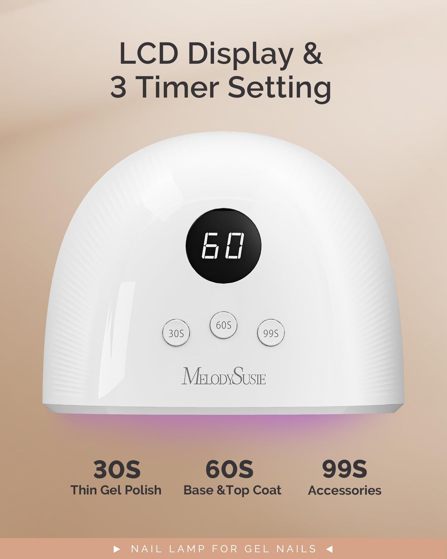 MelodySusie UV Nail Lamp, Plus30F UV Light for Gel Nails LED Nail Dryer with 3 Timer, Smart Sensor, LCD Display Fast Curing Gel Nail Polish Nail Art Tools Manicure Accessories-White