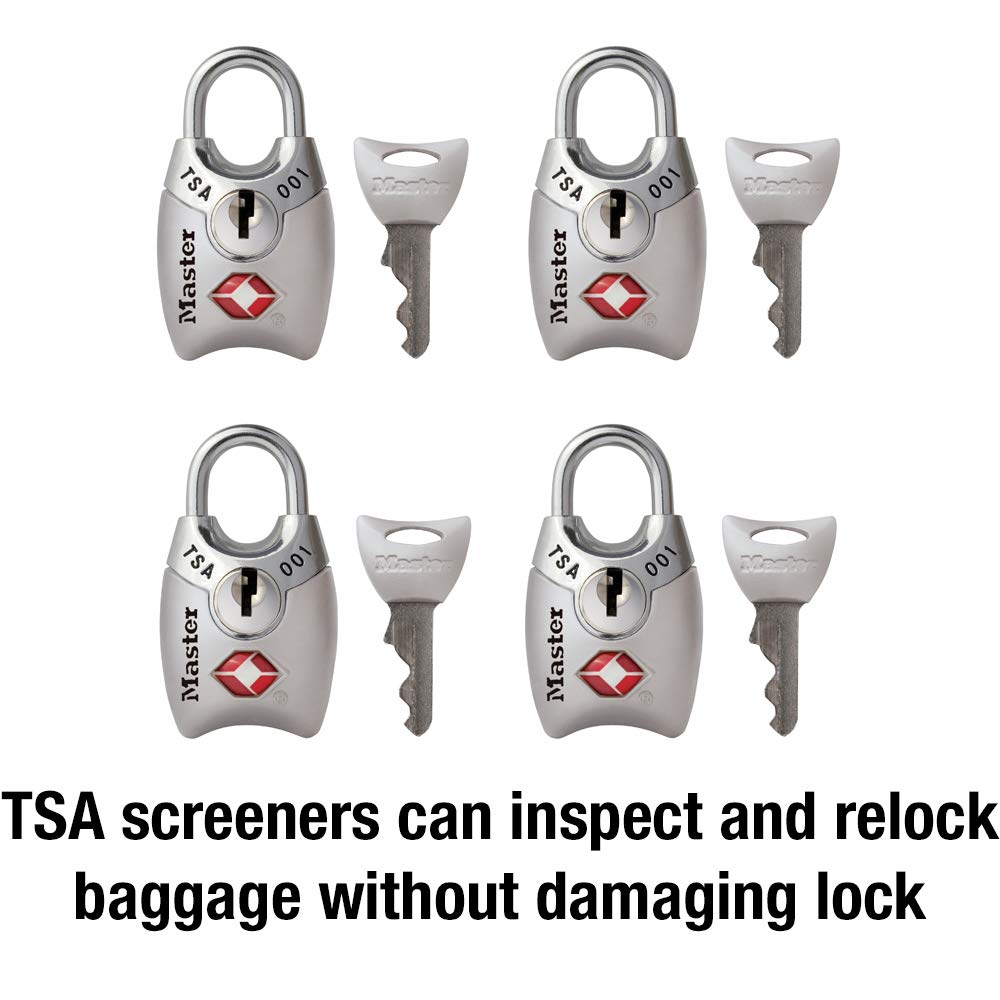 Master Lock 4689Q TSA Approved Luggage Lock, 4 Pack, Colors May Vary