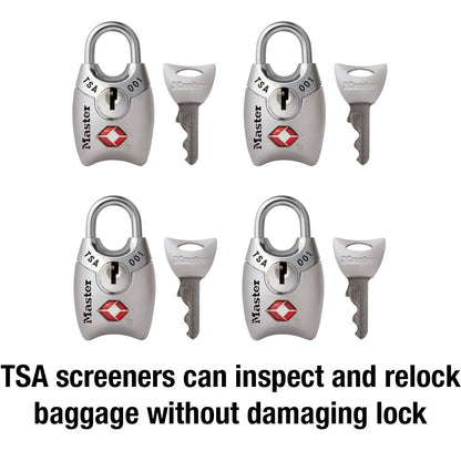 Master Lock 4689Q TSA Approved Luggage Lock, 4 Pack, Colors May Vary