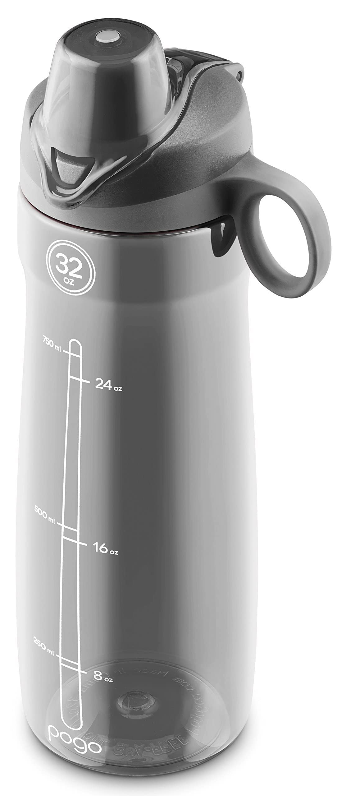 Pogo BPA-Free Tritan Plastic Water Bottle with Chug Lid, 32 Oz, Grey