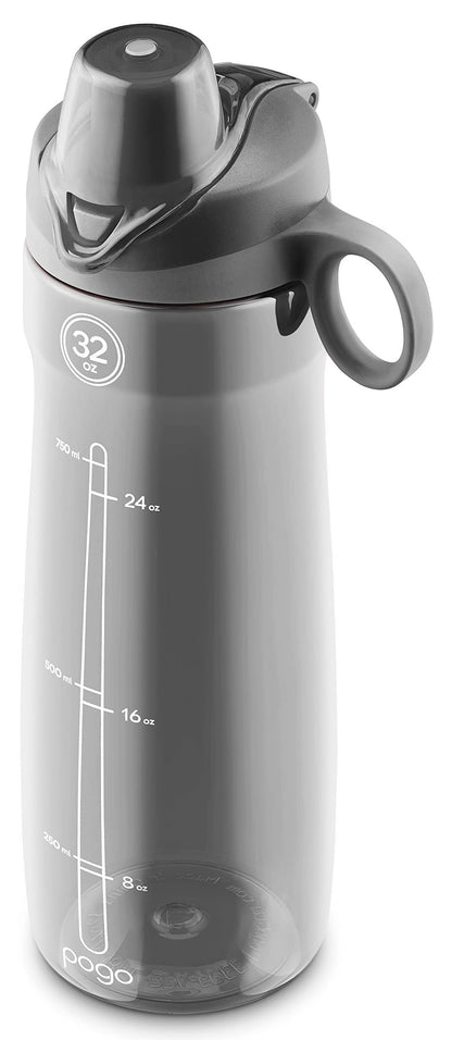 Pogo BPA-Free Tritan Plastic Water Bottle with Chug Lid, 32 Oz, Grey