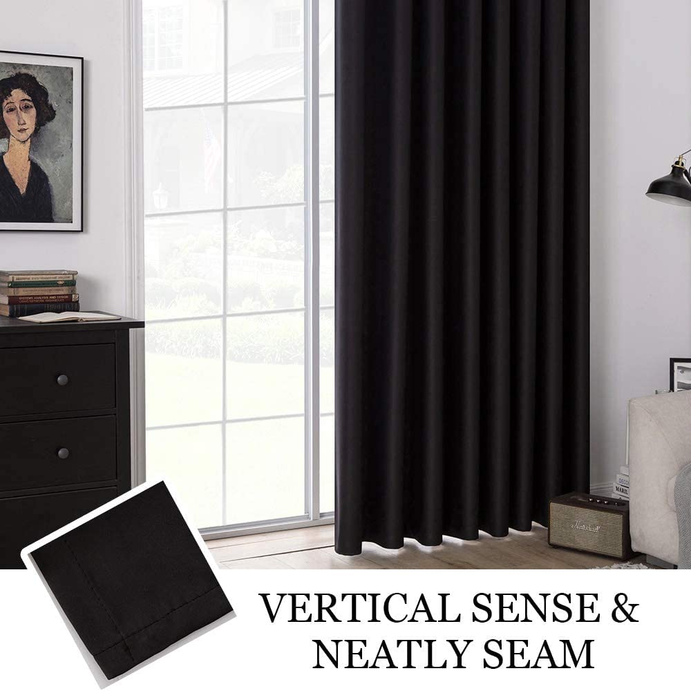 MIULEE Room Divider Curtains 12.5 x 8 Ft - Total Privacy Wall Room Divider Screens Sound Proof Wide Blackout Curtain for Living Room Bedroom Patio Sliding Door, 1 Panel, W150 x L96 inches, Black