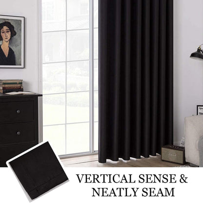 MIULEE Room Divider Curtains 12.5 x 8 Ft - Total Privacy Wall Room Divider Screens Sound Proof Wide Blackout Curtain for Living Room Bedroom Patio Sliding Door, 1 Panel, W150 x L96 inches, Black