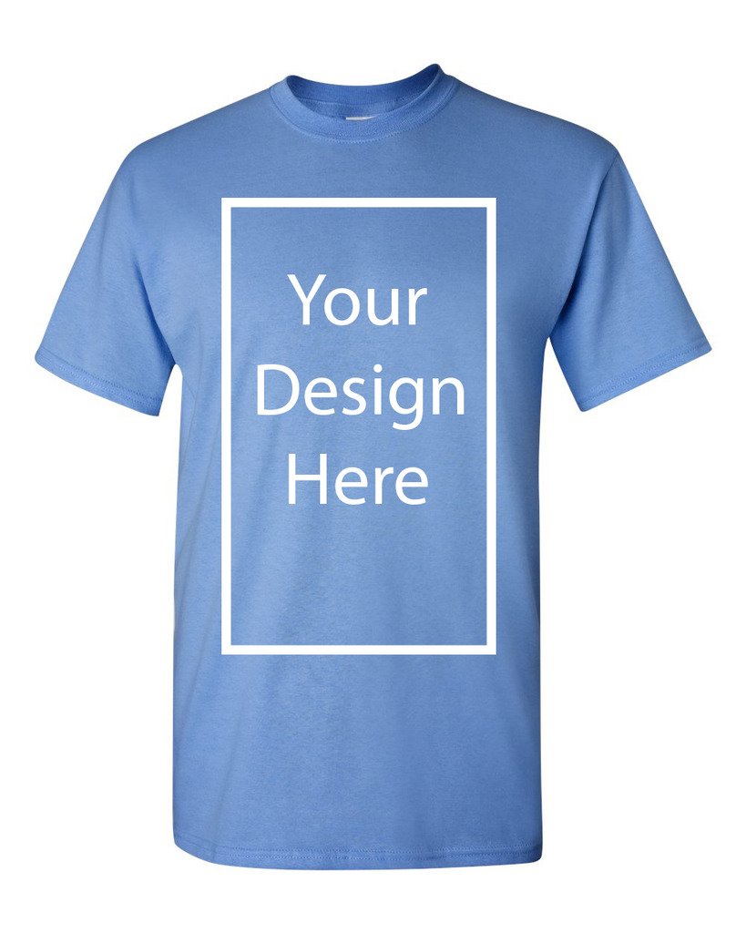 Add Your Own and Text Design Custom Personalized Adult T-Shirt Tee (Large, Carolina Blue)