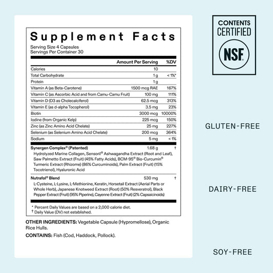 Nutrafol Women's Hair Growth Supplements, Ages 18-44, Clinically Proven for Visibly Thicker and Stronger Hair, Dermatologist Recommended - 1 Month Supply