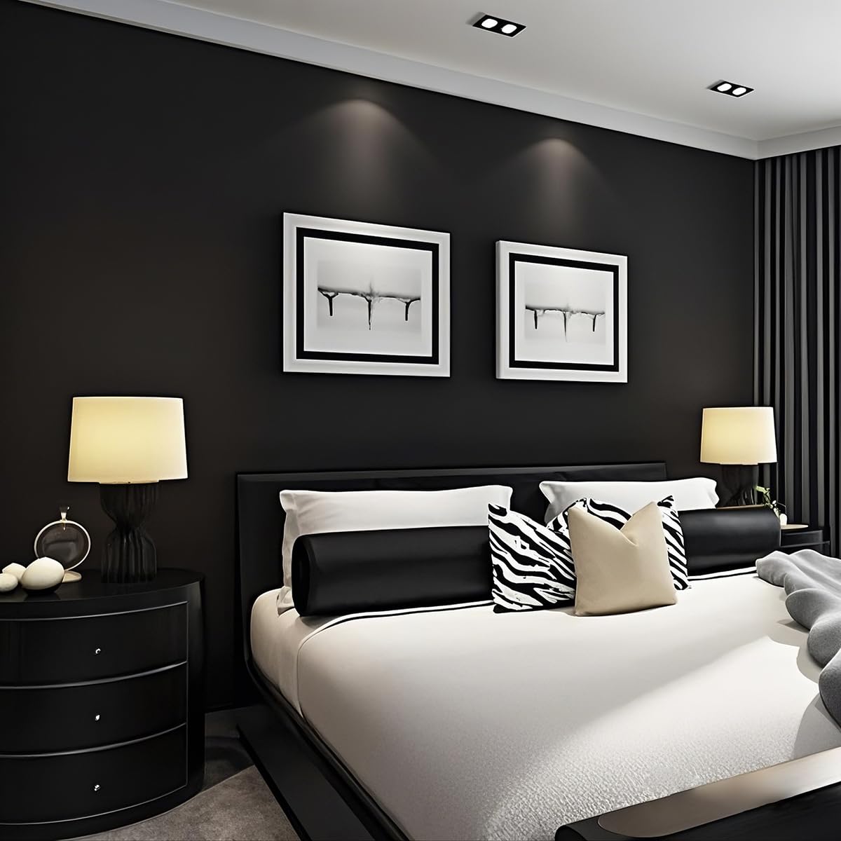 practicalWs Peel and Stick Wallpaper 15.7" x 118" Black Contact Paper for Cabinets and Drawers Removable Wall Paper Self Adhesive Vinyl Film Roll Easy to Apply Bathroom Home Decor Counter Top Covers