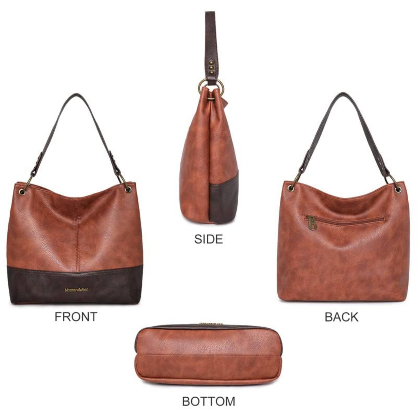 Montana West Purses for Women Hobo Bags Large Leather Handbags Shoulder Satchel Bag for Gift Travel Casual Work MWC-047BR