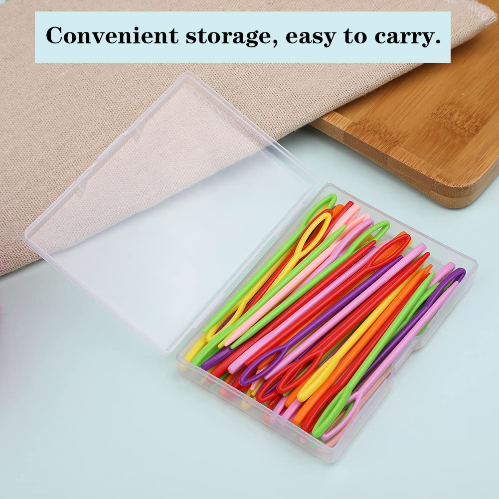 LUNARM 50PCS Plastic Needles for Yarn, 9cm/3.54inch Large Eye Plastic Yarn Sewing Needles for Canvas Craft Embroidery, DIY Sewing Handmade
