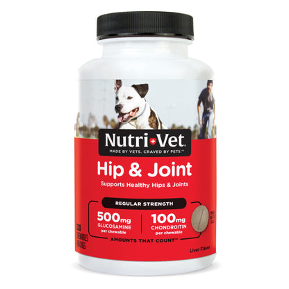 Nutri-Vet Hip & Joint Regular Strength Chewable Dog Supplements, Formulated with Glucosamine Chondroitin, Pet Supplies, Joint Supplement for Dogs, Puppy Essentials, 120 Count