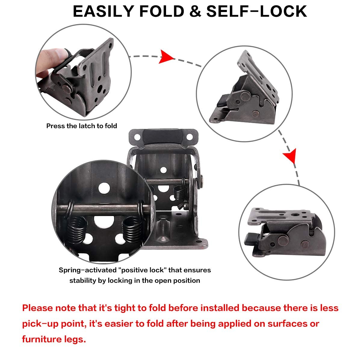 8 Pack Locking Hinge for Folding Table Brackets, Heavy Duty Folding Brackets 90 Degree Self Locking Folding Hinge for Table Legs Furniture