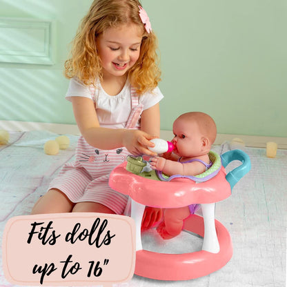 JC Toys - For Keeps Playtime! | Baby Doll Walker Gift Set | Fits Dolls up to 17" | Cloth Seat for easy use and Play Accessories | Ages 2+