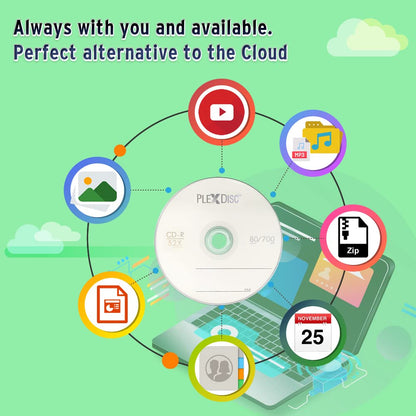 PlexDisc CD-R 700MB 80 Minute 52x Recordable - 100 Pack Cake Box (FFP) 631-805-BX, 100 Discs