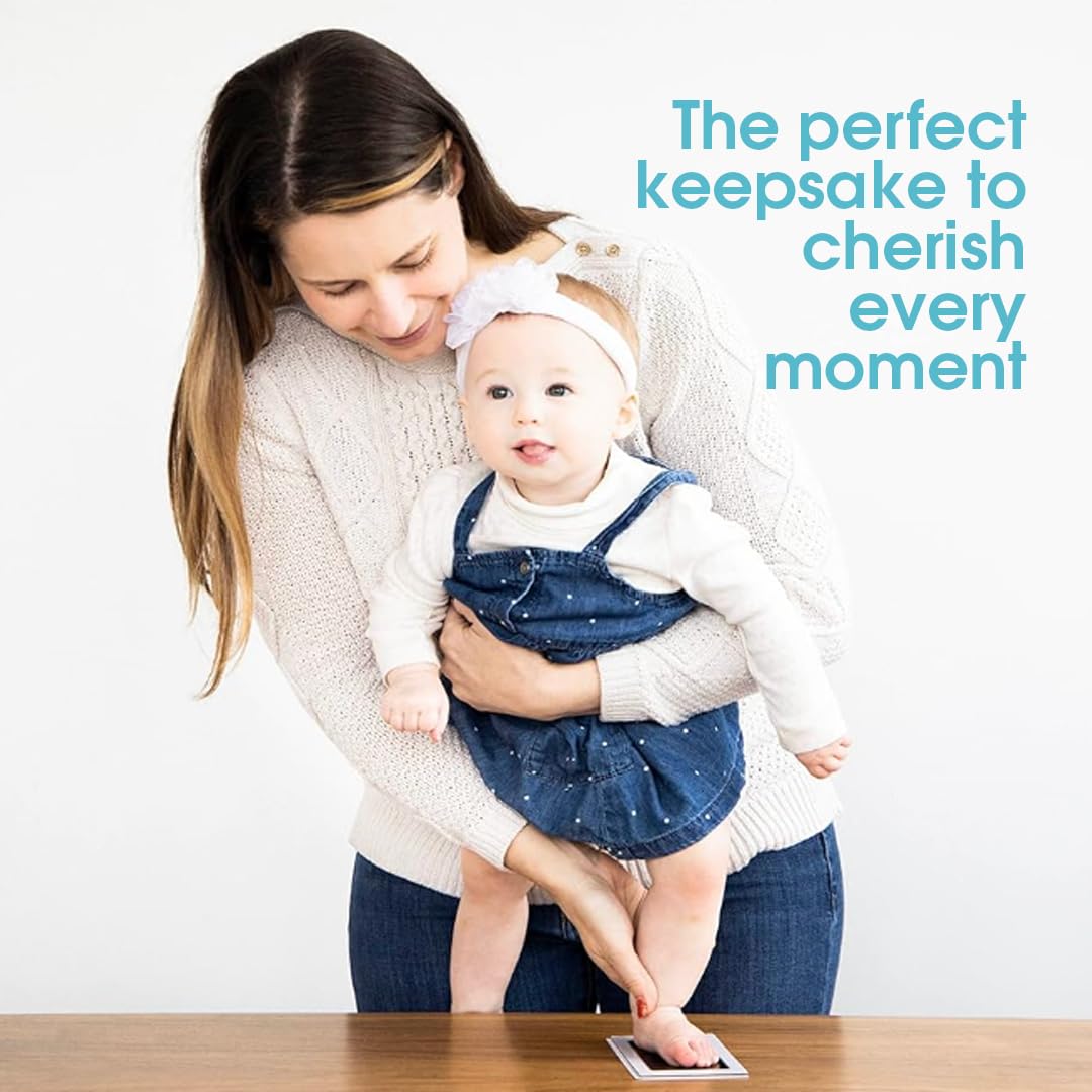 Pearhead Baby Memory Book, First 5 Years Baby Milestone Book, Pregnancy Journal, Gender Neutral Newborn Keepsake, With Clean-Touch Ink Pad For Baby's Handprint or Footprint, Pink Chevron