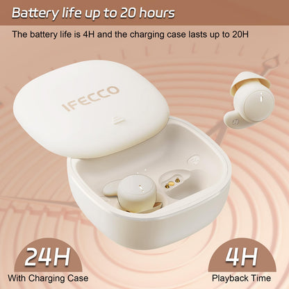 IFECCO Invisible Sleep Earbuds,Small Bluetooth Sleep Headphones for Side Sleepers,Comfortable Noise Blocking,IPX6 Waterproof Wireless Headphones for Sleeping,Sport
