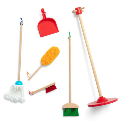 Melissa & Doug Dust Sweep Mop 6-Piece Pretend Play Set, Toddler Toy Cleaning, Pretend Play Home Cleaning, Kids Broom and Mop Set for Ages 3+
