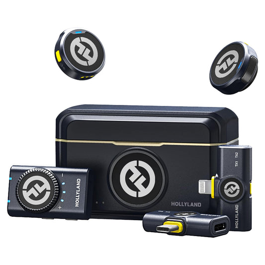 Hollyland Lark M2 Wireless Microphone for iPhone/Camera/Android/PC, 48kHz/24-bit High Fidelity Audio, 300m Range, Noise Cancelling, 40h Use, YouTube, Vlog, Streaming (2TX + 3RX + Charging Case)