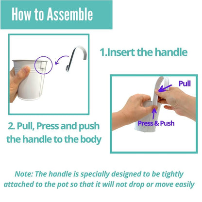 LaLaGreen Hanging Planters - 10 Pack, 4 Inch Balcony Railing Hanging Herb Garden Wall White Metal Bucket Fence Planter for Outdoor Plants Flower Pot Deck Rail Porch Window Box Hooks Macetas Colgante