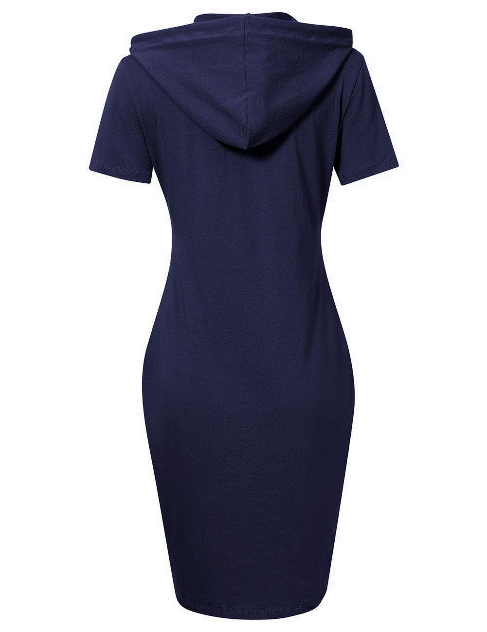 MISSKY Women Pullover Short Sleeve Pocket Sweatshirt Casual Dresses for Women (L,Navy)